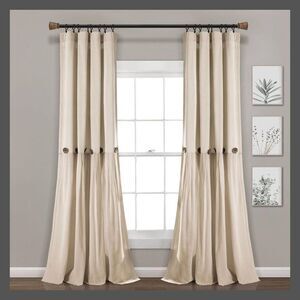Open Box - Lush Decor - 84"x40" Farmhouse Linen Button Light Filtering Win Linen